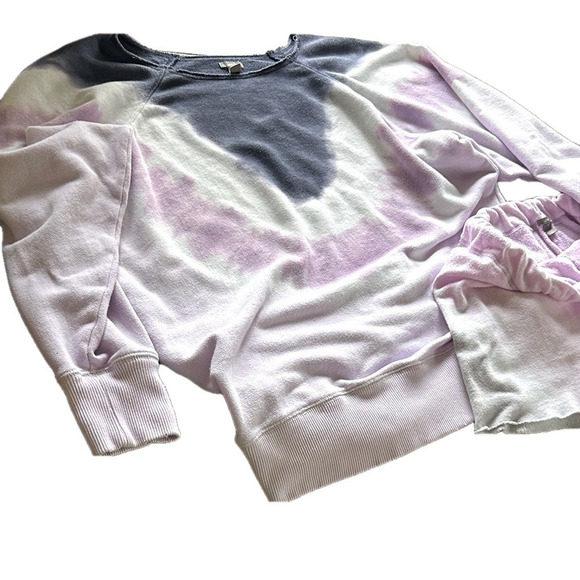 Aerie American Eagle Pink Blue Raw Cut City Sweatshirt Medium EUC - Picture 5 of 12